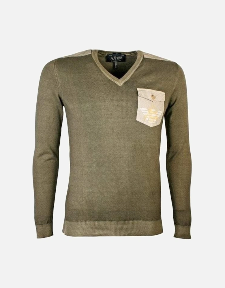 Men's Military Cotton Sweater Olive