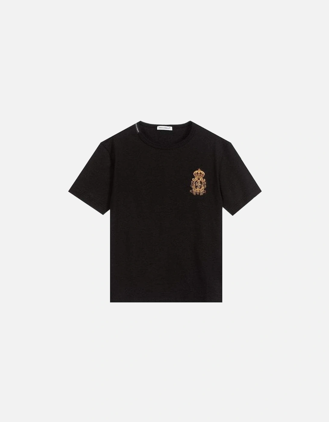 Boys Crown Cotton T-Shirt Black, 3 of 2