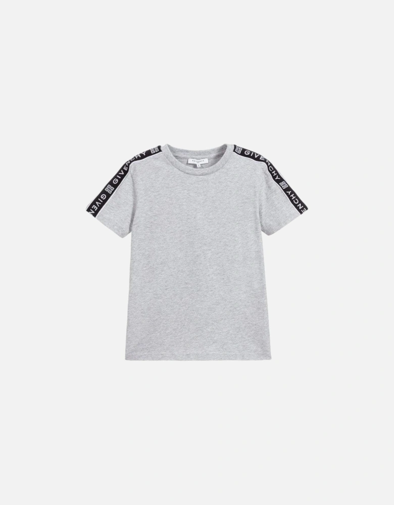 Boys Tape Logo T-Shirt Grey