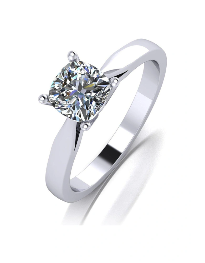 Platinum 1.1ct Cushion Shaped Solitaire Ring