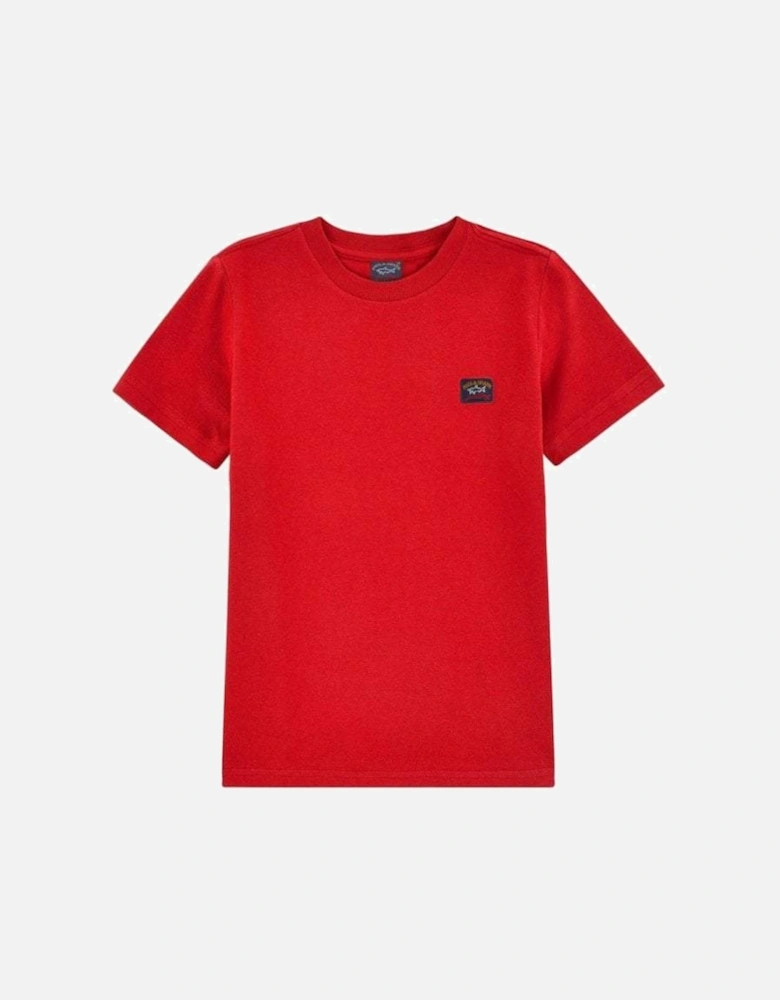 Boy's Logo Patch T-shirt Red