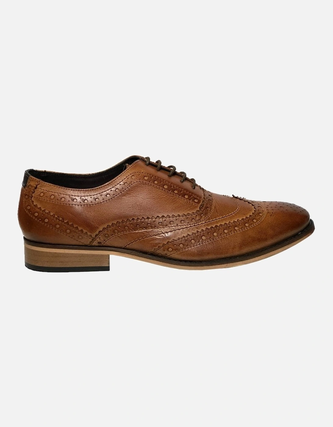 Front Diego Mens Brogue Tan Shoe, 5 of 4