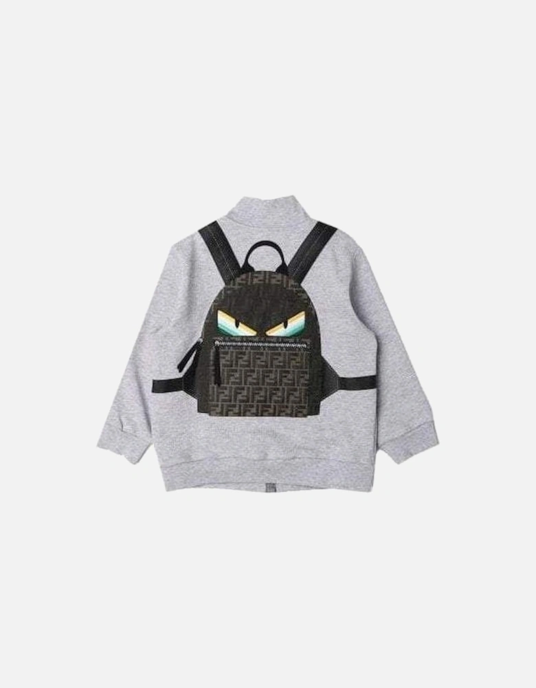 Boys Zip Top With 3D Backpack Print Grey