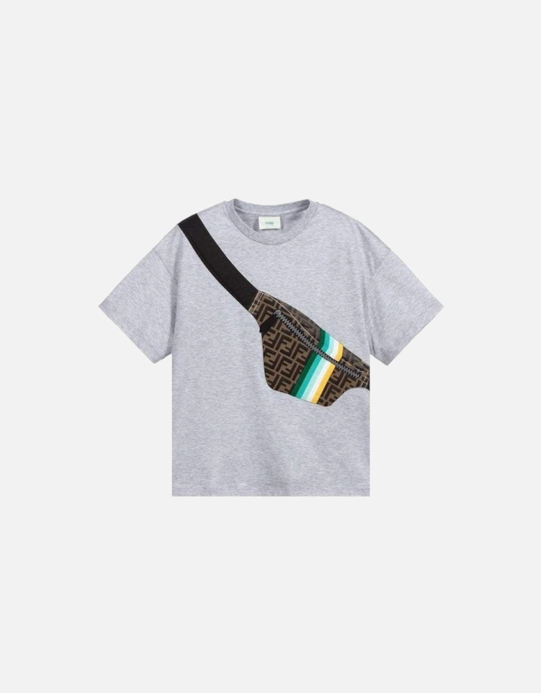 Boys T-shirt Pouch Print Grey