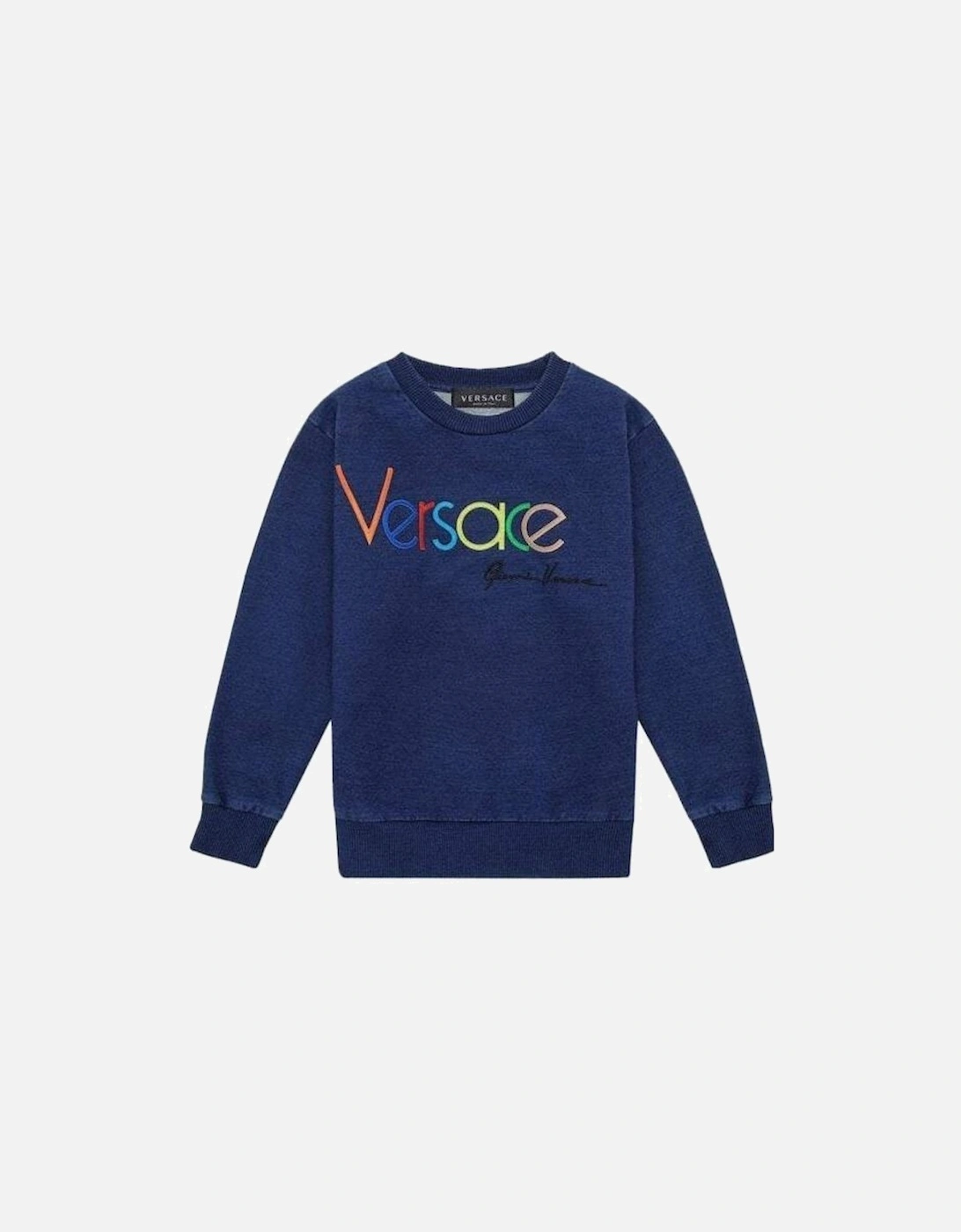 Boys Embroidered Sweater Blue, 4 of 3
