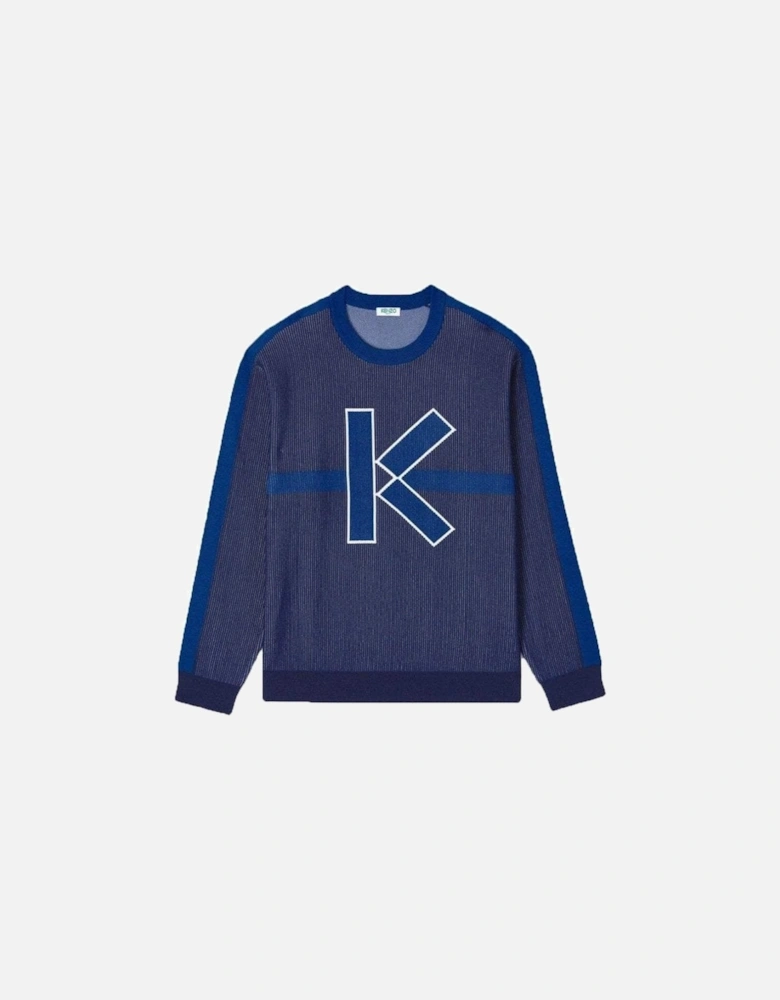 Men's "K" Jacquard Knitwear Blue