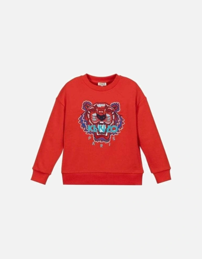 Boys Tiger Sweater Red