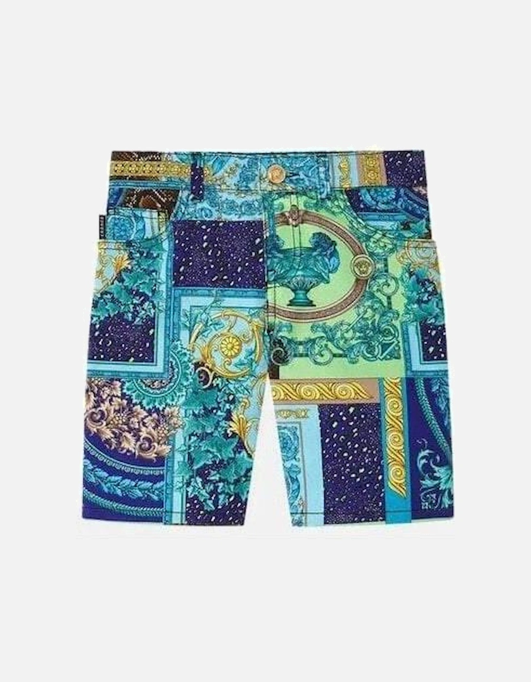 Boys Barocco Patchwork Shorts Blue, 4 of 3