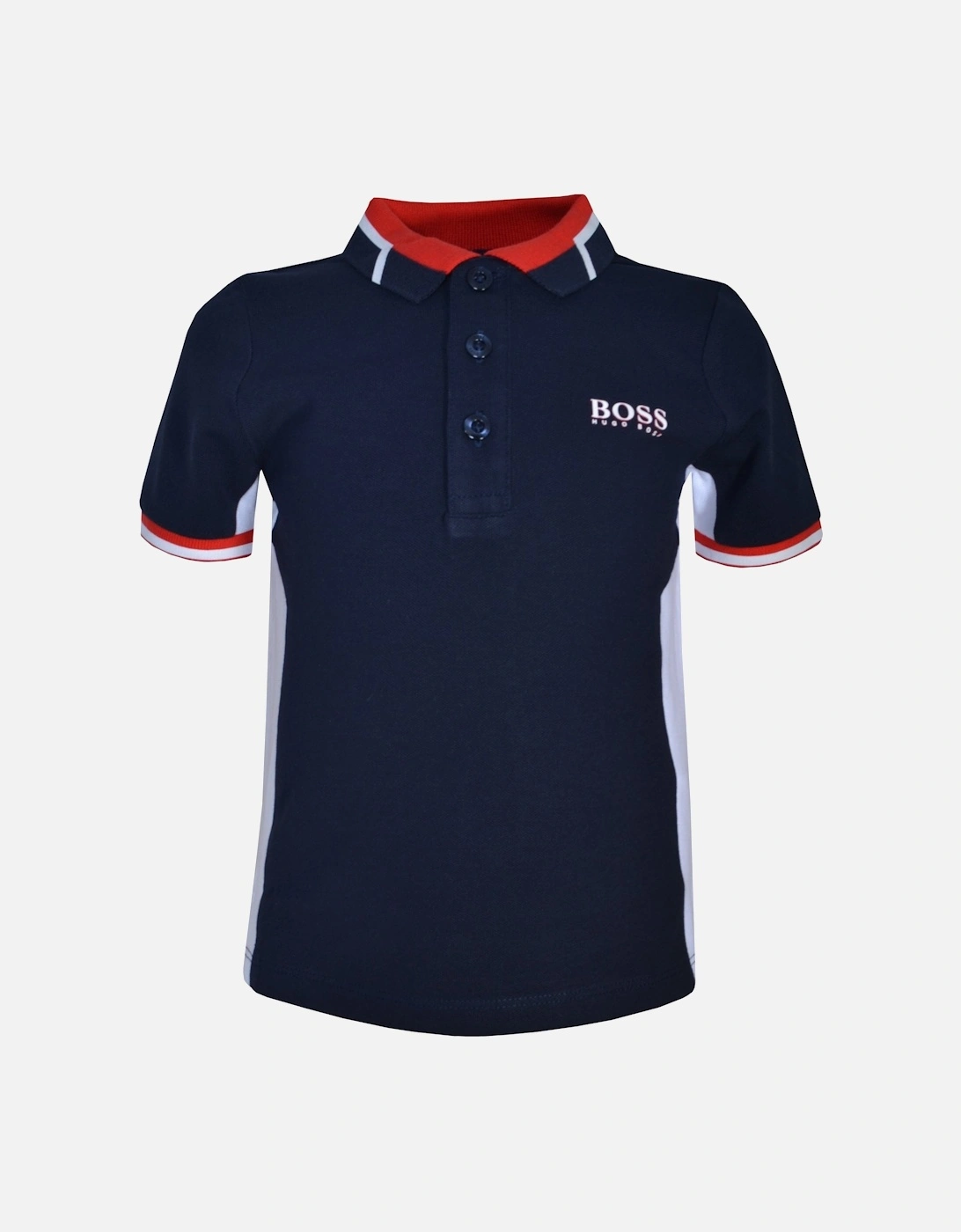 infant boy's navy short sleeved polo shirt., 2 of 1