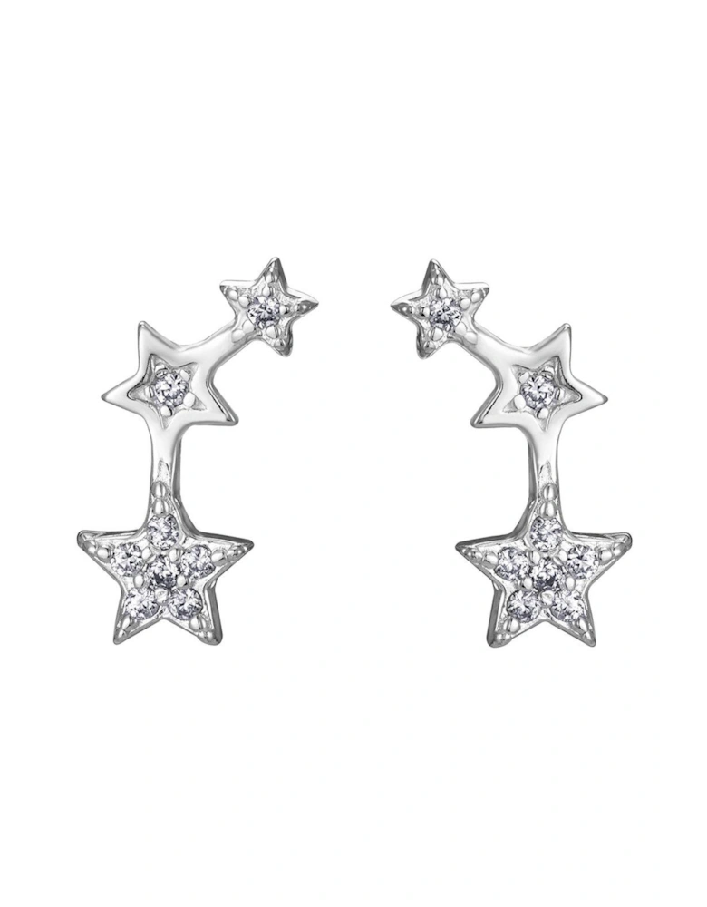 Sterling Silver CZ Triple Star Earrings