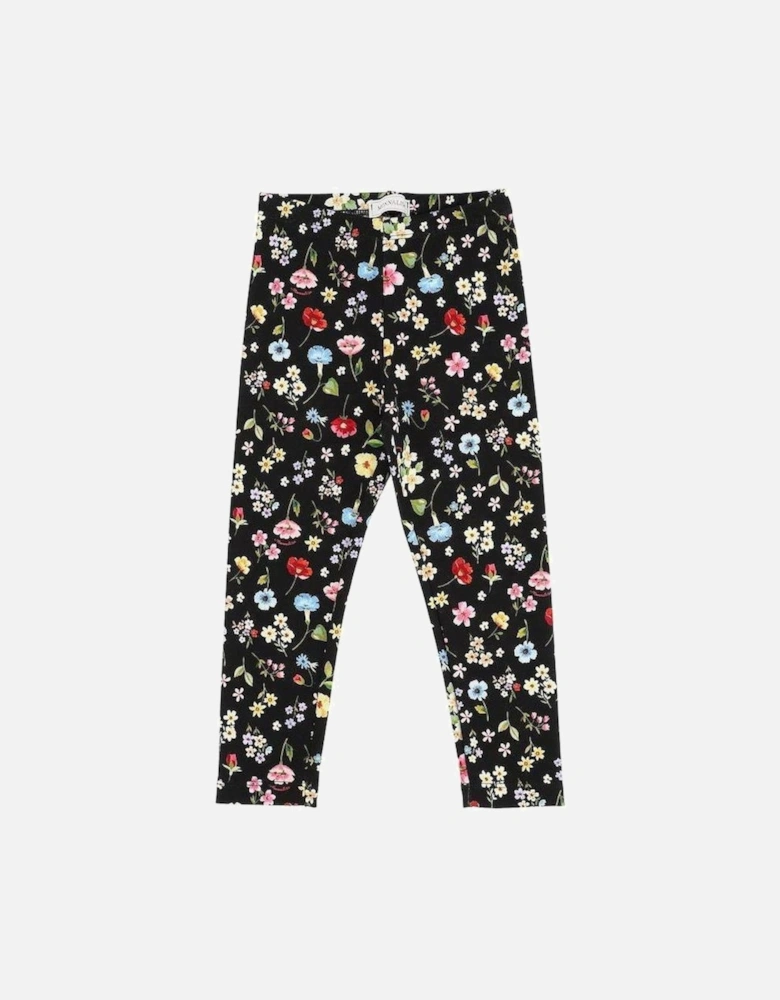 Girls Black Floral Leggings