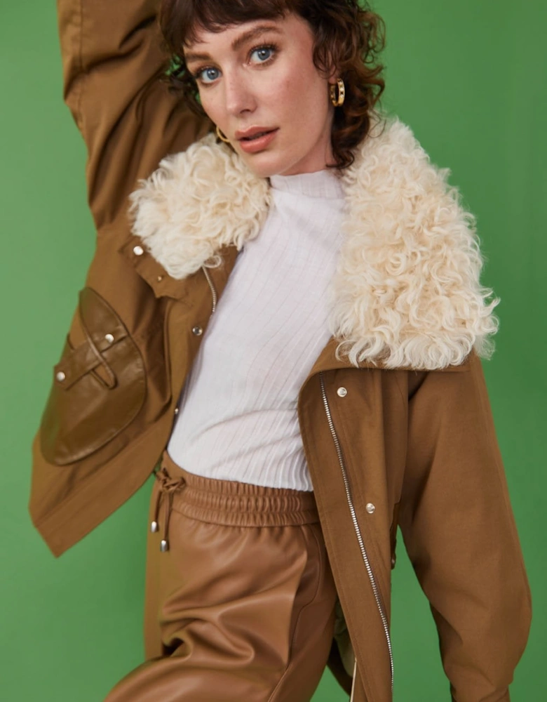 Limited Edition Shearling Parker Coat in Earth Tones