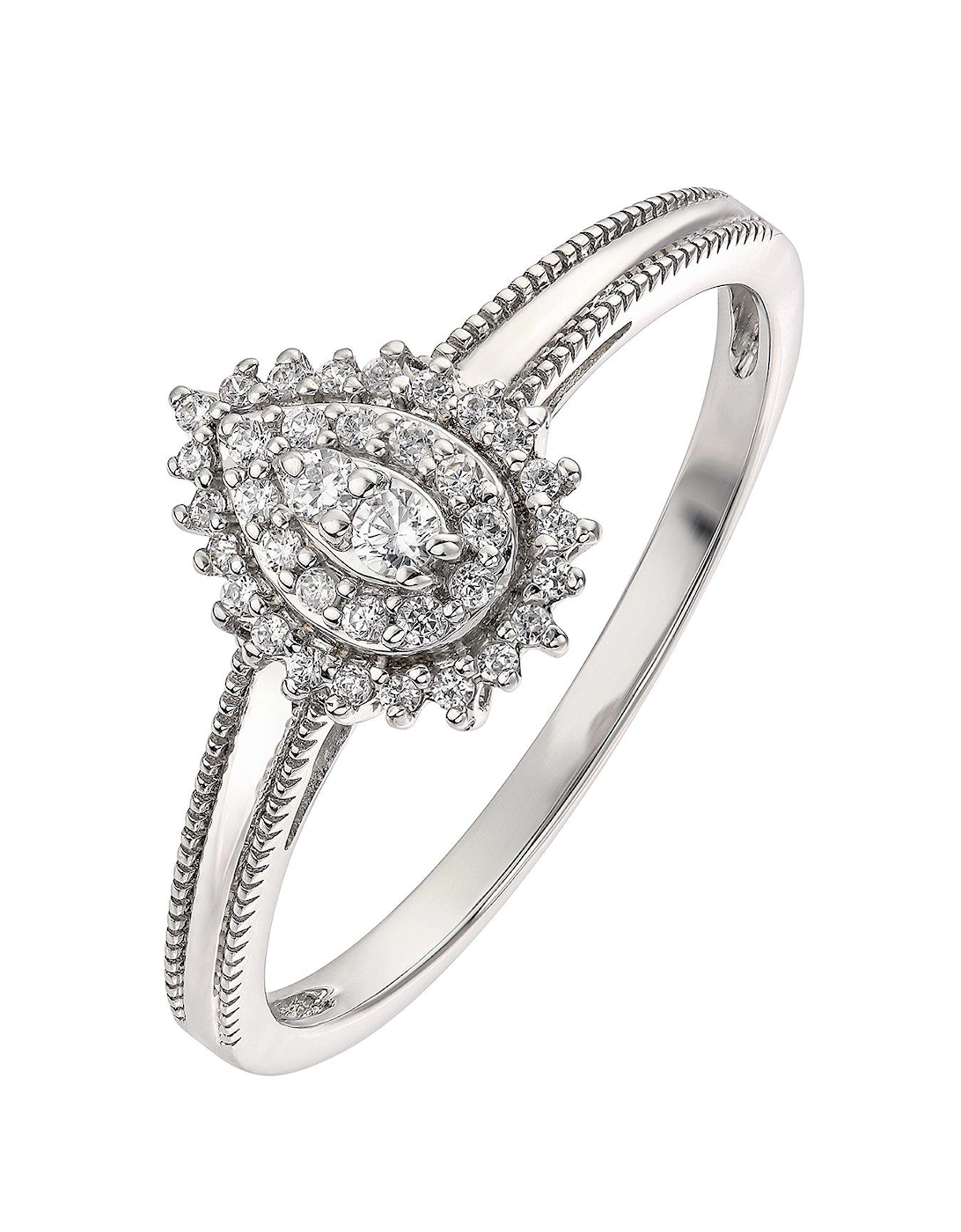 9ct White Gold 0.16ct Diamond Engagement Ring, 2 of 1