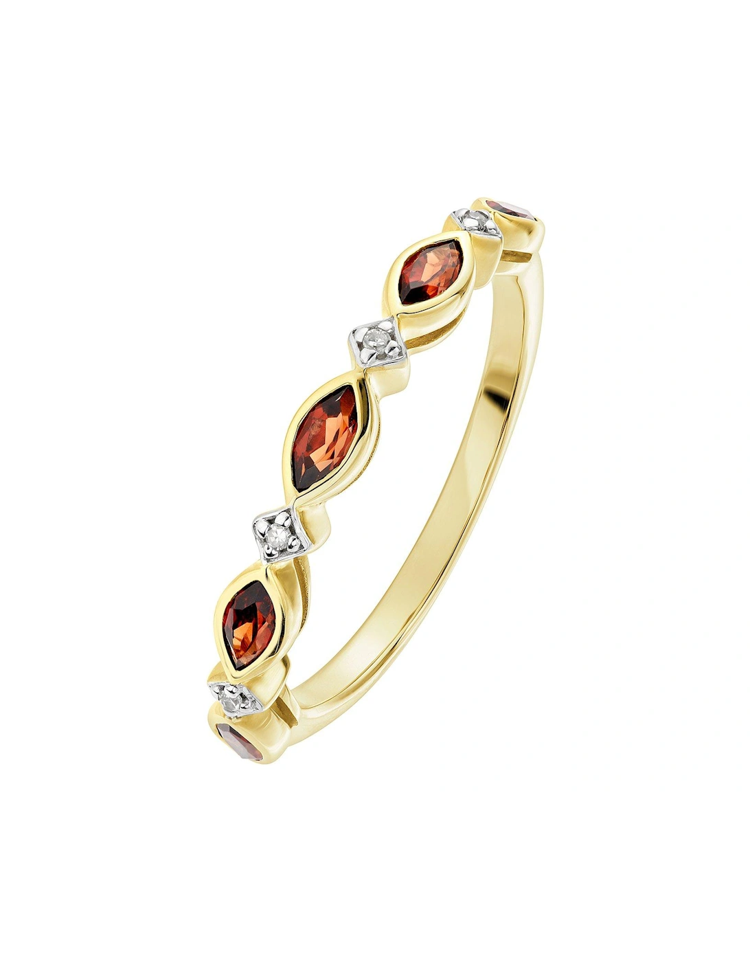 9ct Yellow Gold Garnet and Diamond Half Eternity Ring, 2 of 1