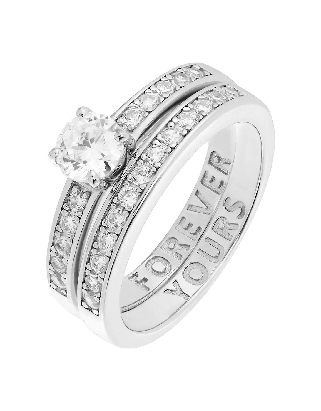 Silver Plated Solitaire Eternity 'Forever Yours' Message Ring, 2 of 1