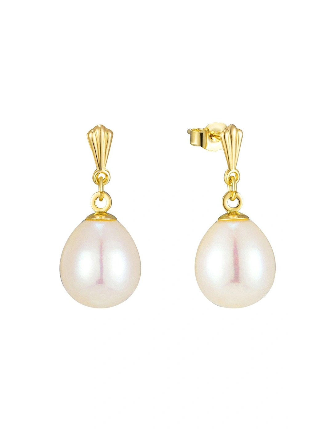 9ct Gold large Freshwater Pearl Oval Drop Earrings, 2 of 1