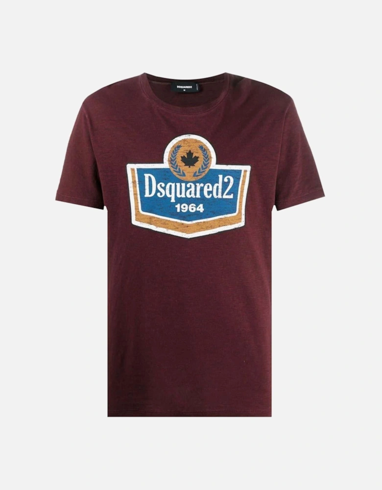 Men's Logo Print Cotton T-Shirt Burgundy
