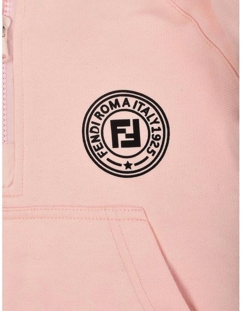 Girls Pink Jersey Hooded top