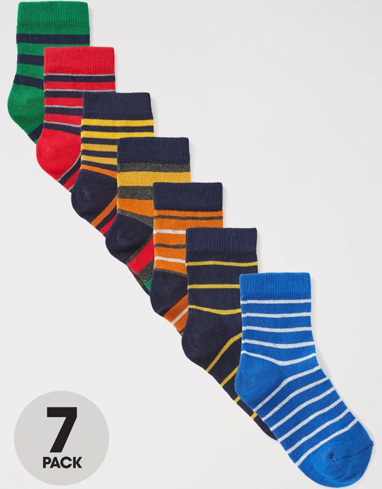 Boys 7 Pack Striped Socks - Multi
