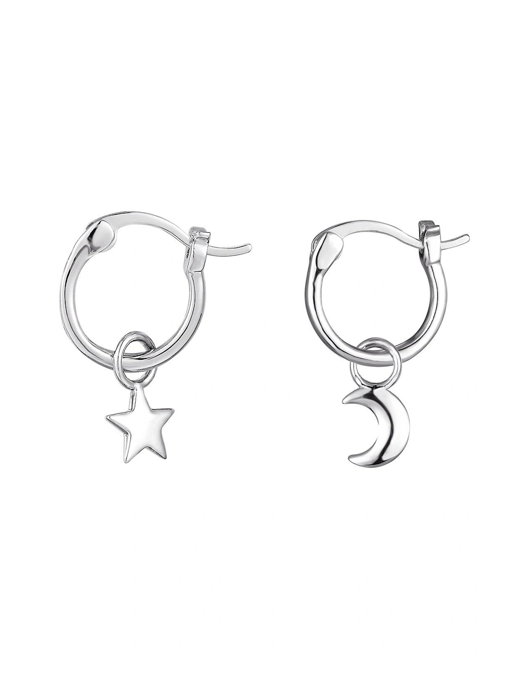 Sterling Silver Moon & Star Huggie Hoop Earrings, 3 of 2