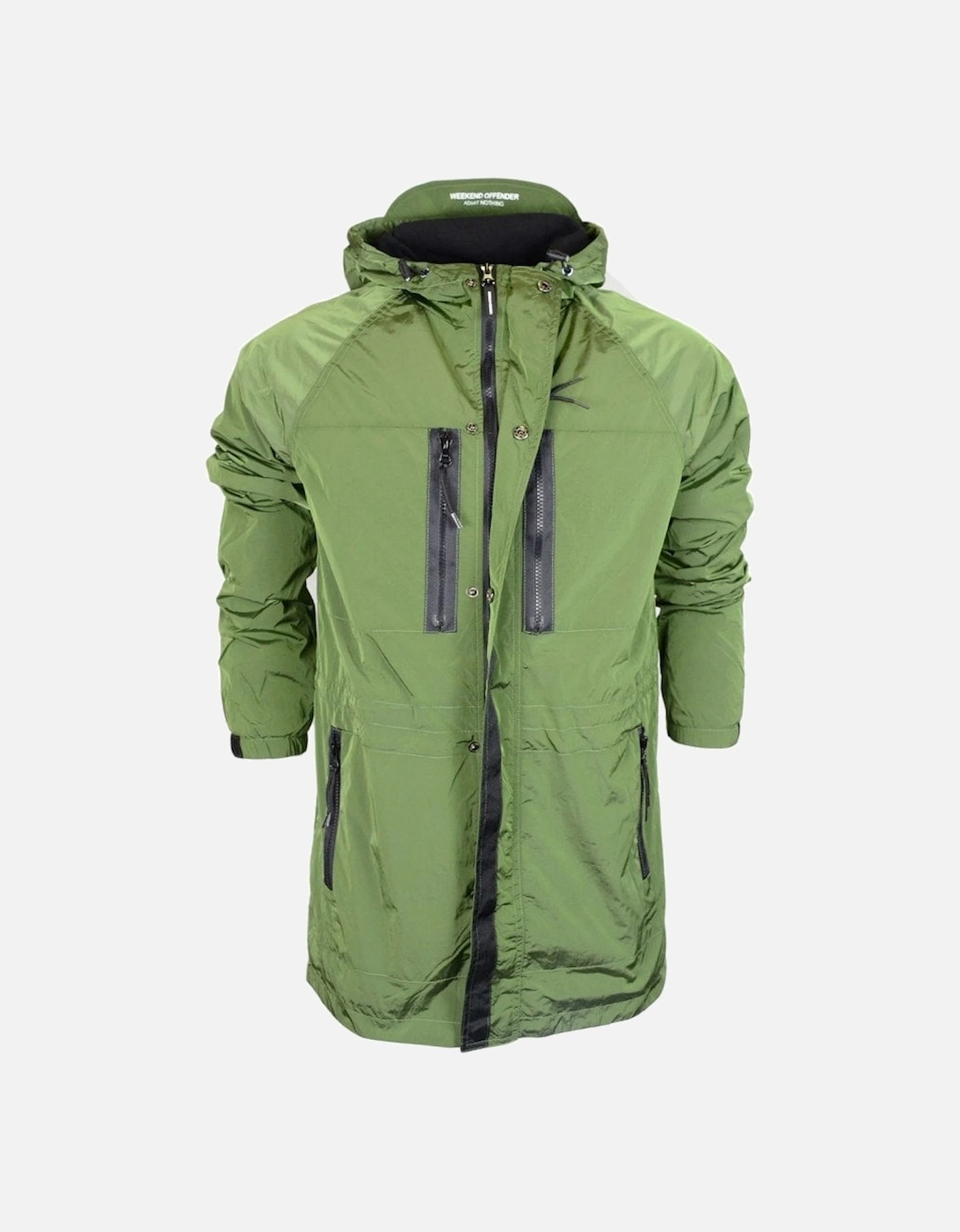 Duran Nylon Zip Up Hooded Green Jacket, 4 of 3