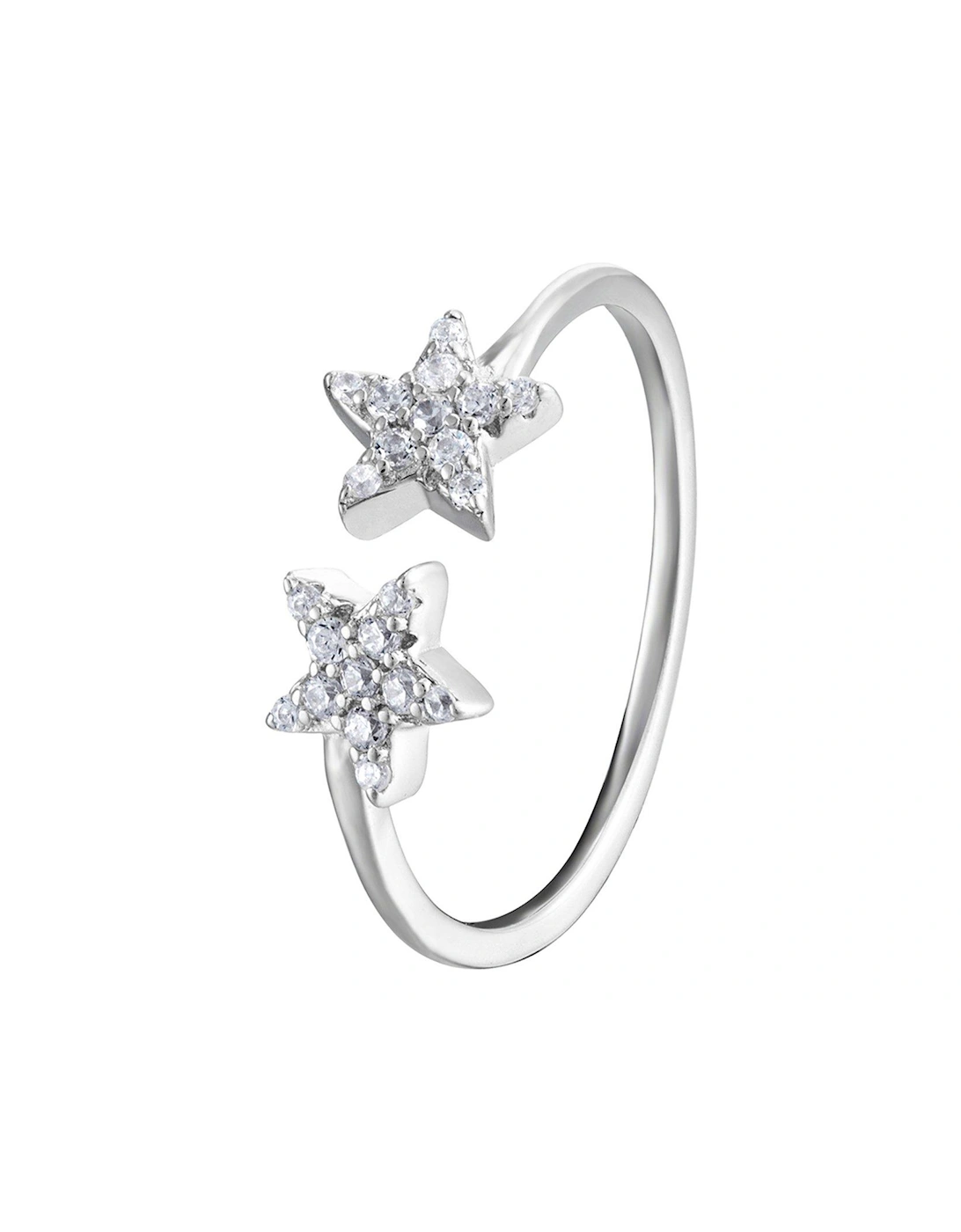 Sterling Silver Double Star Cubic Zirconia Ring, 3 of 2