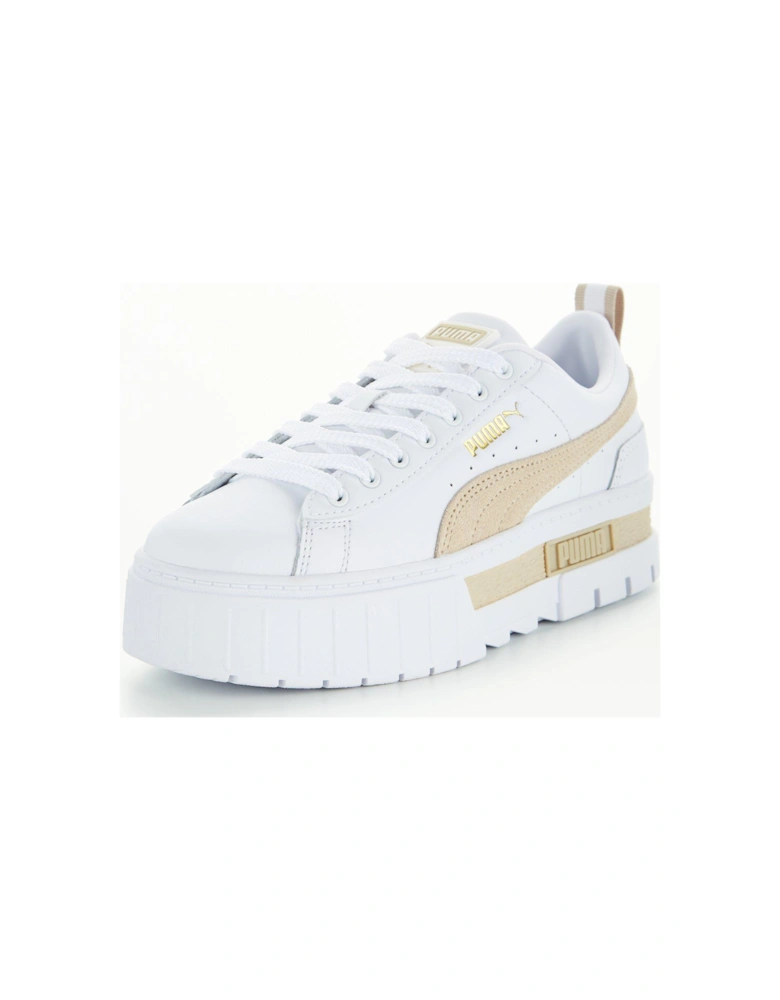 Womens Mayze Leather Trainers - White/Pink