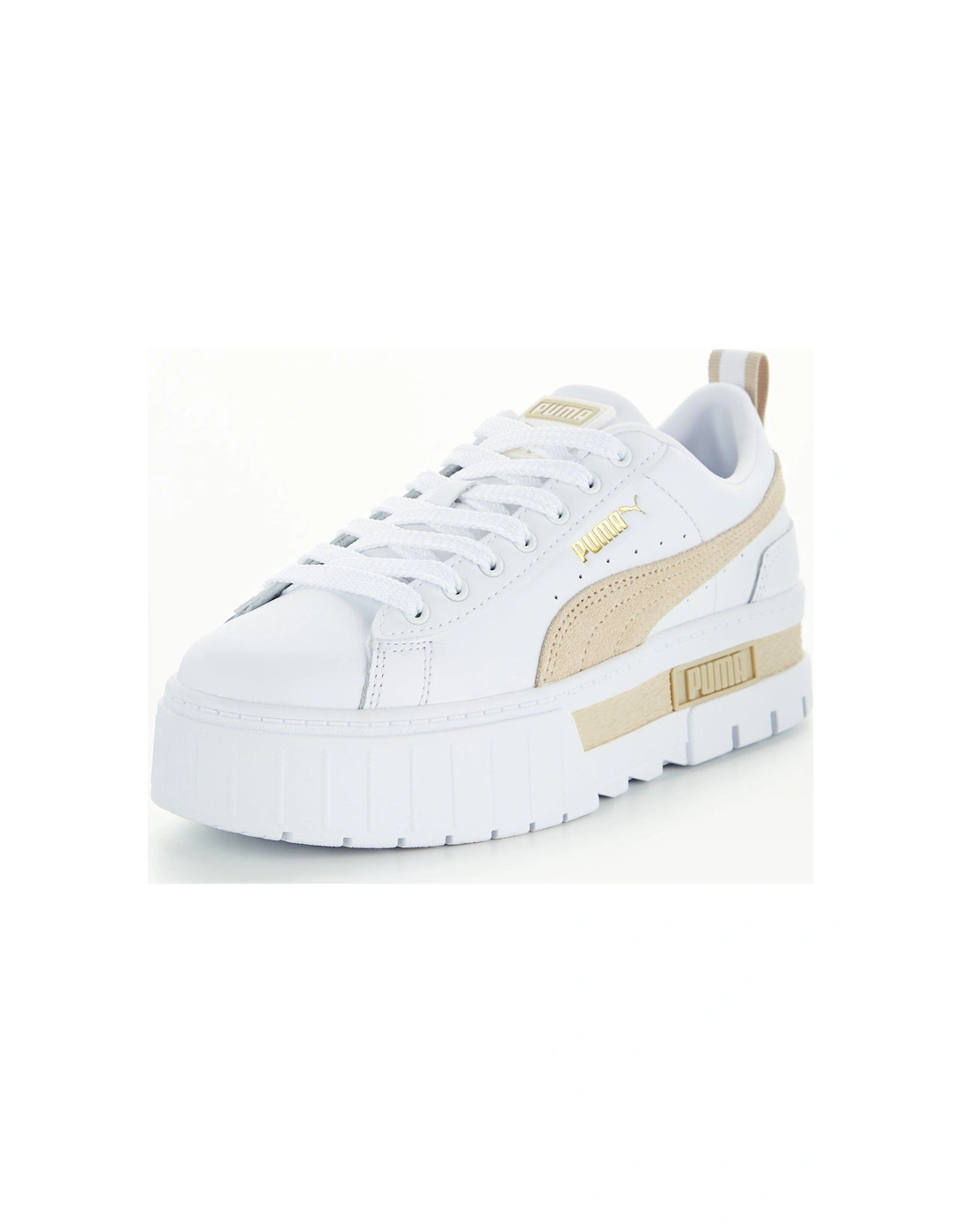Womens Mayze Leather Trainers - White/Pink, 3 of 2