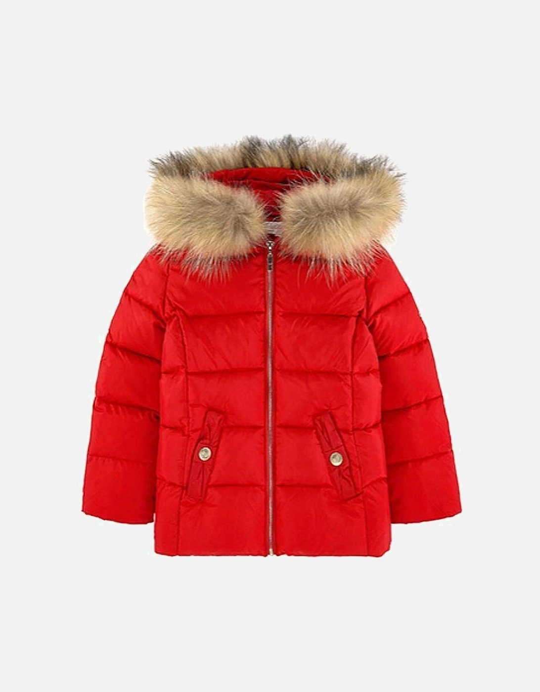 Girls Red Padded Down Jacket, 2 of 1