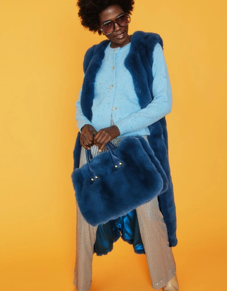 Blue Faux Fur Bag