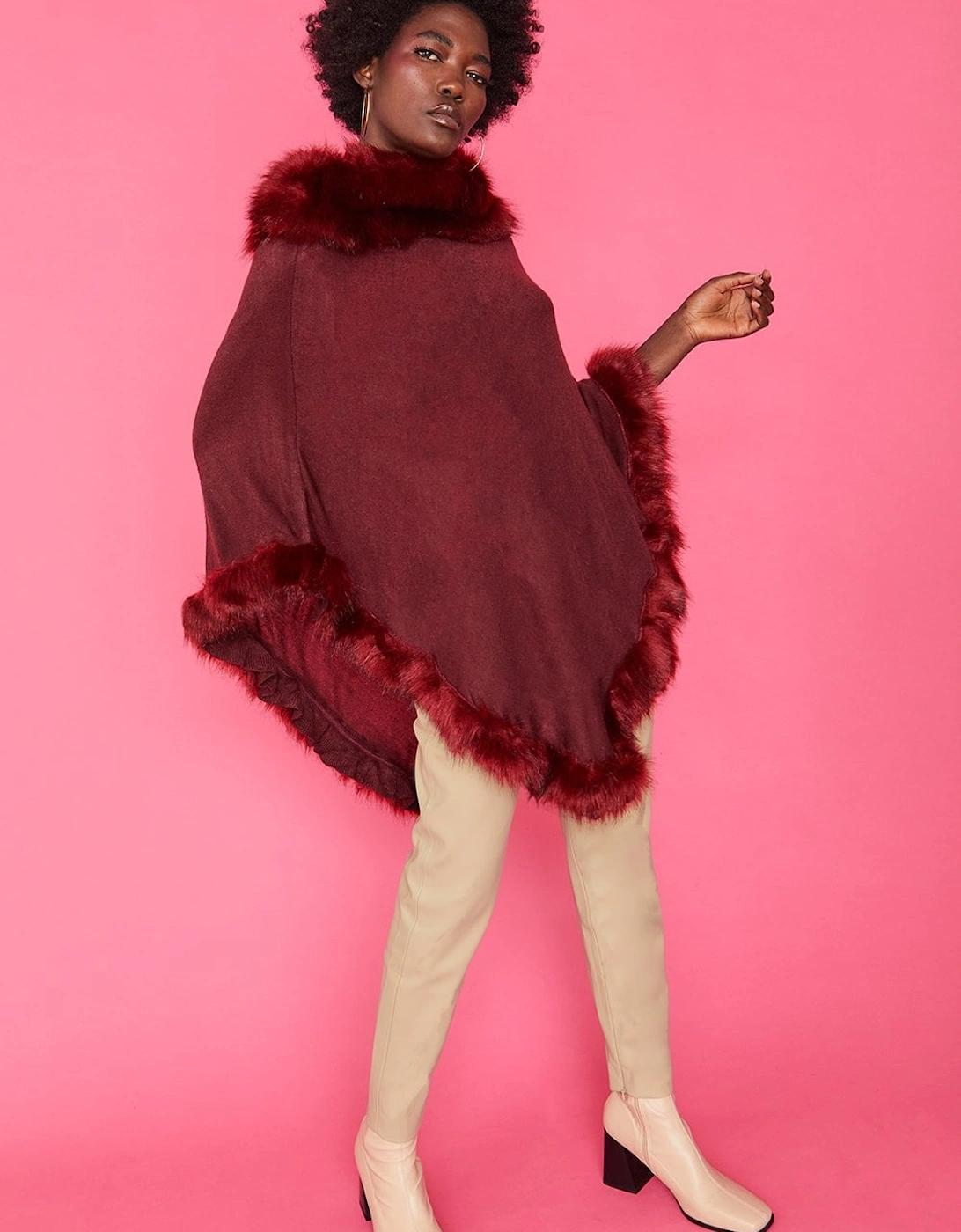 Red Faux Fur Poncho, 6 of 5