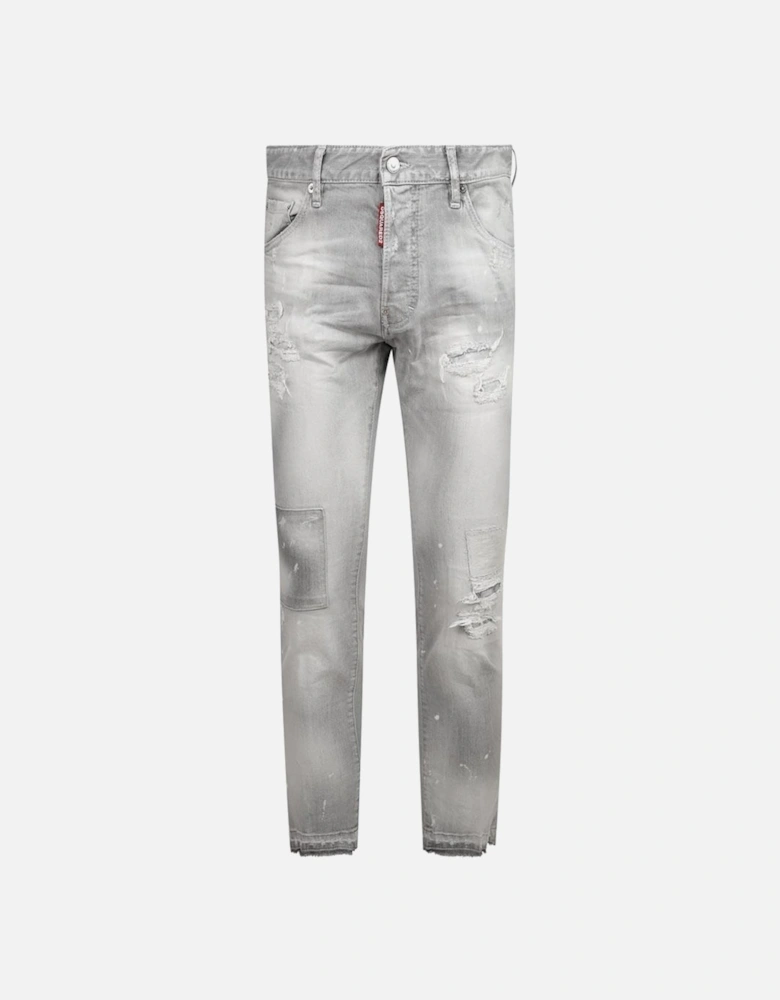 Men's Patchwork Skinny Jeans Grey