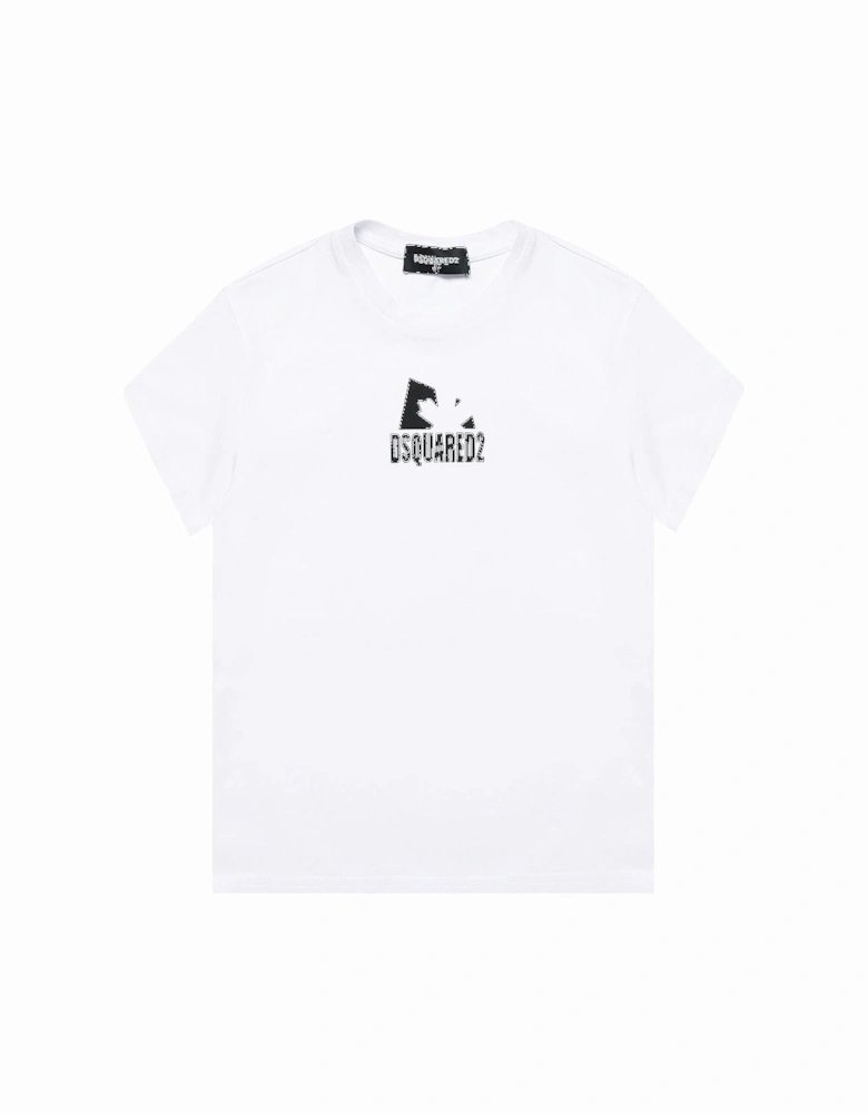 Boys Logo Print Cotton T-Shirt White