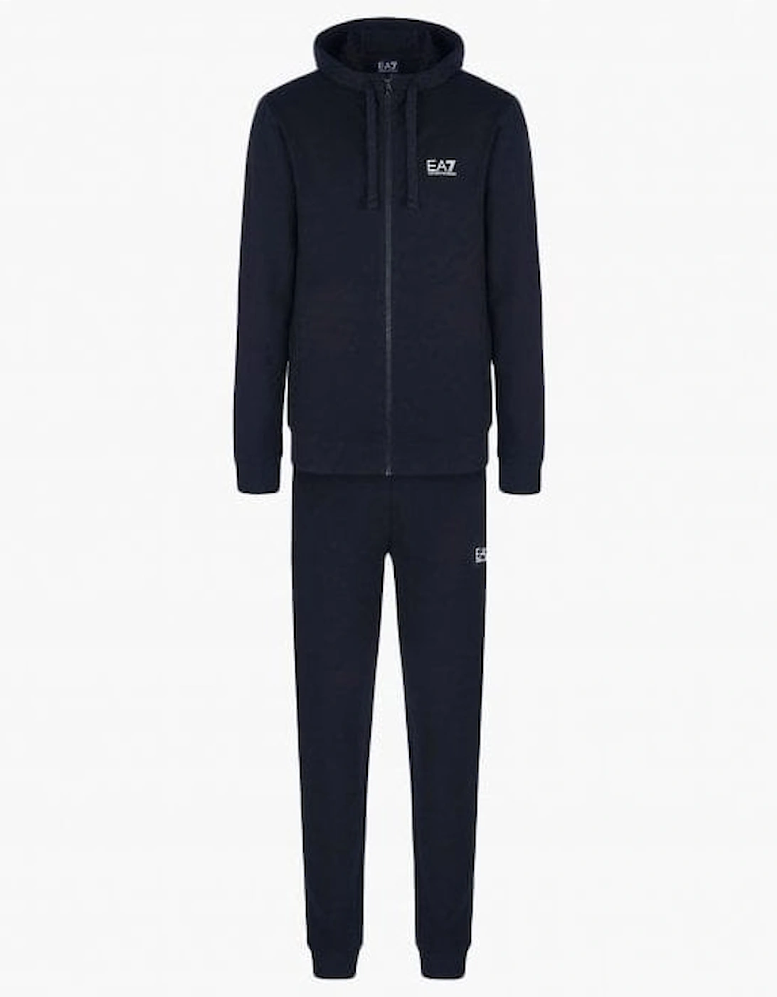 Hooded Zip Up Basic Cotton Navy Tracksuit, 3 of 2