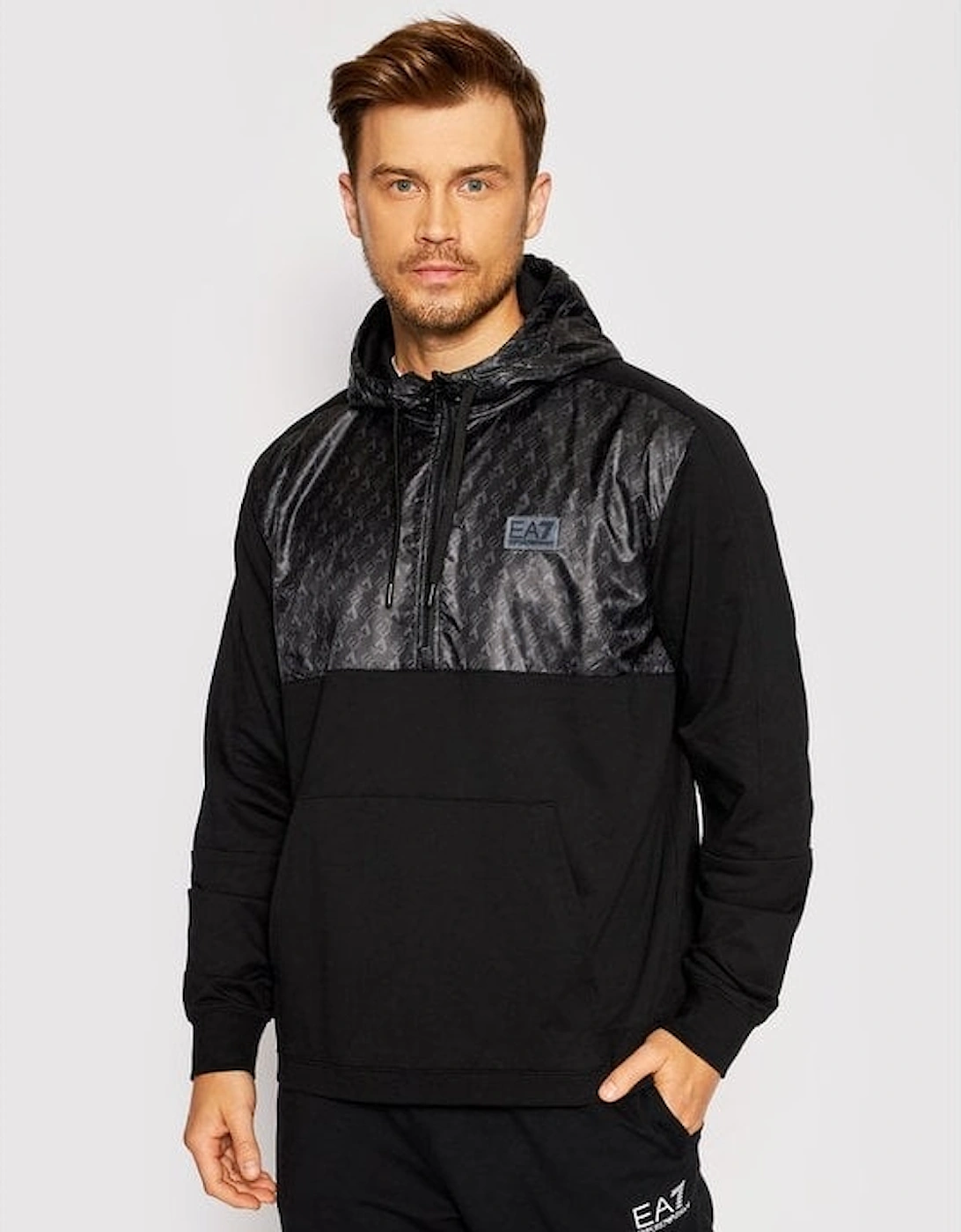 Cotton/Polyester Half Zip Black Hoodie