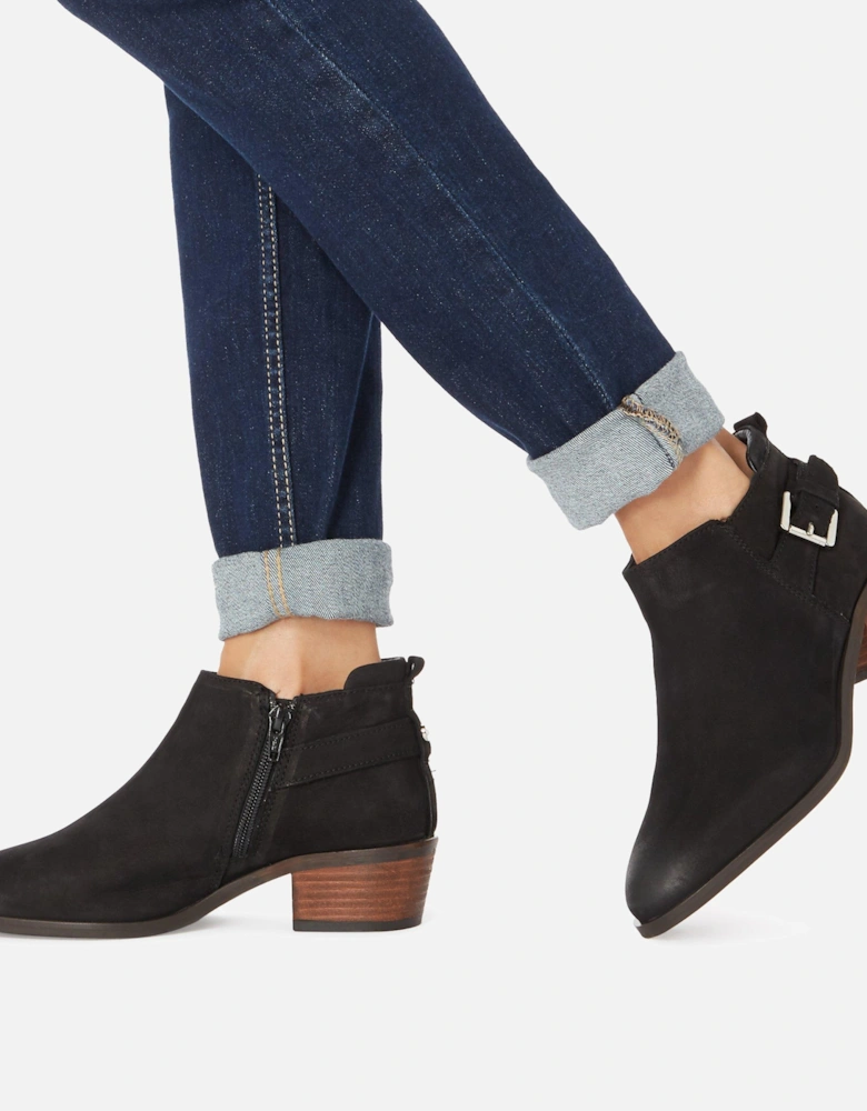 Ladies Piera - Buckle Trim Stacked Heel Ankle Boots