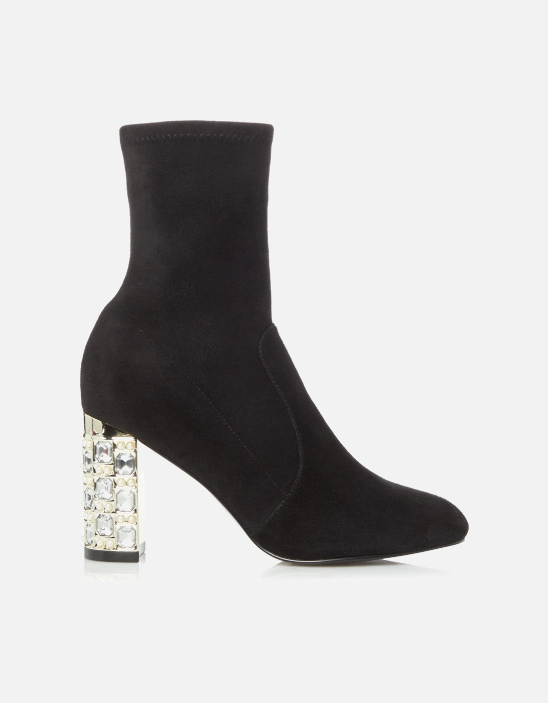 Ladies Orella - Jewel And Pearl Embellished Heel Ankle Boots