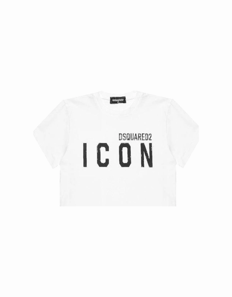 - Boys White logo-print cotton T-shirt