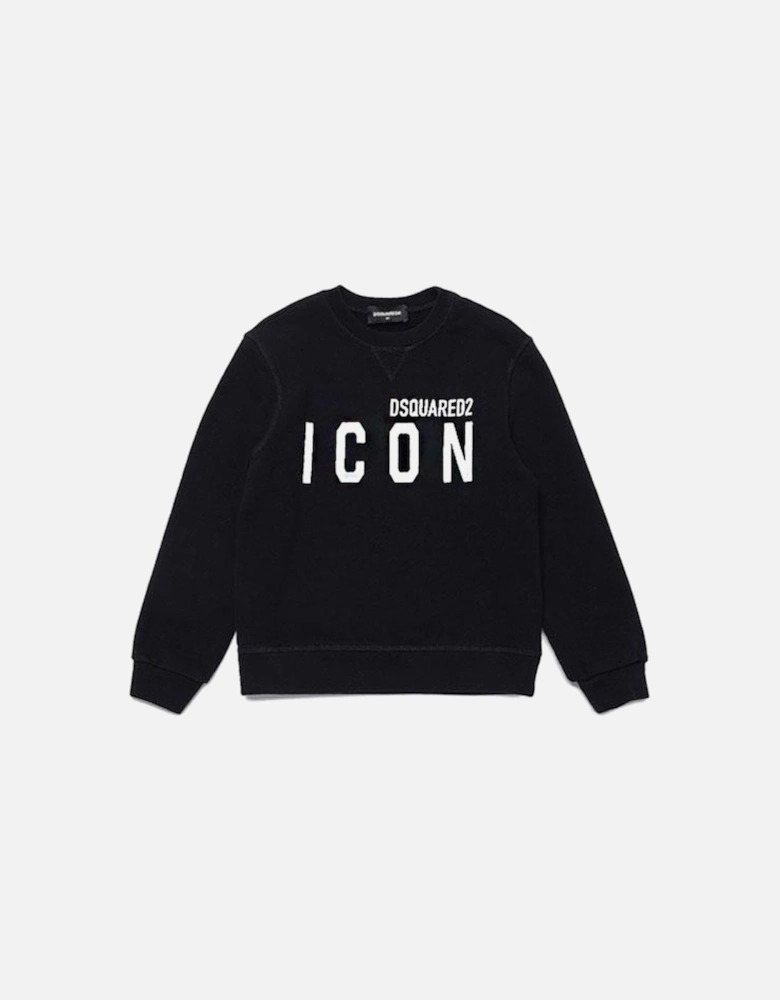 Boys Black logo print cotton sweatshirt