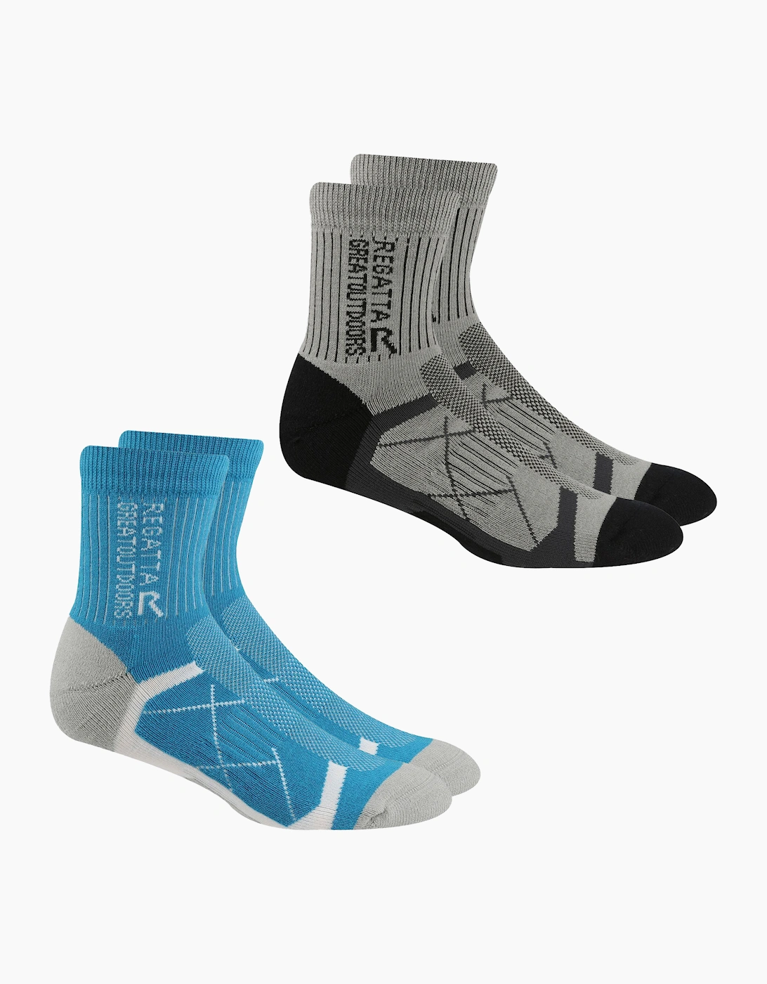 Regatta Women's Light/Blue Outdoor Boot Socks (Pack Of 2) - Steel/Niagra - Image 4