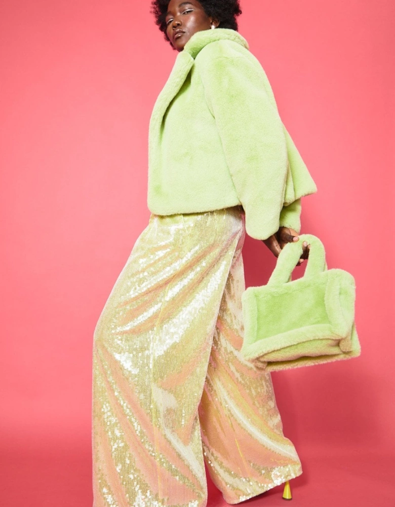 Lime Green Faux Fur Bag