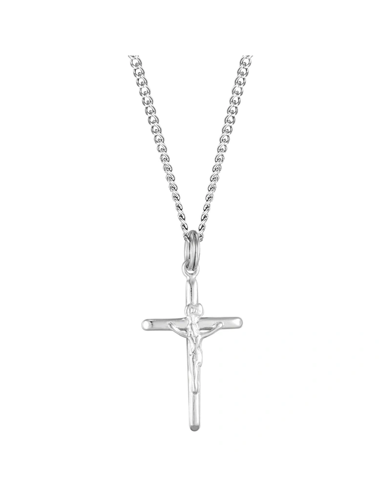 Sterling Silver Small Crucifix Pendant Adjustable Necklace