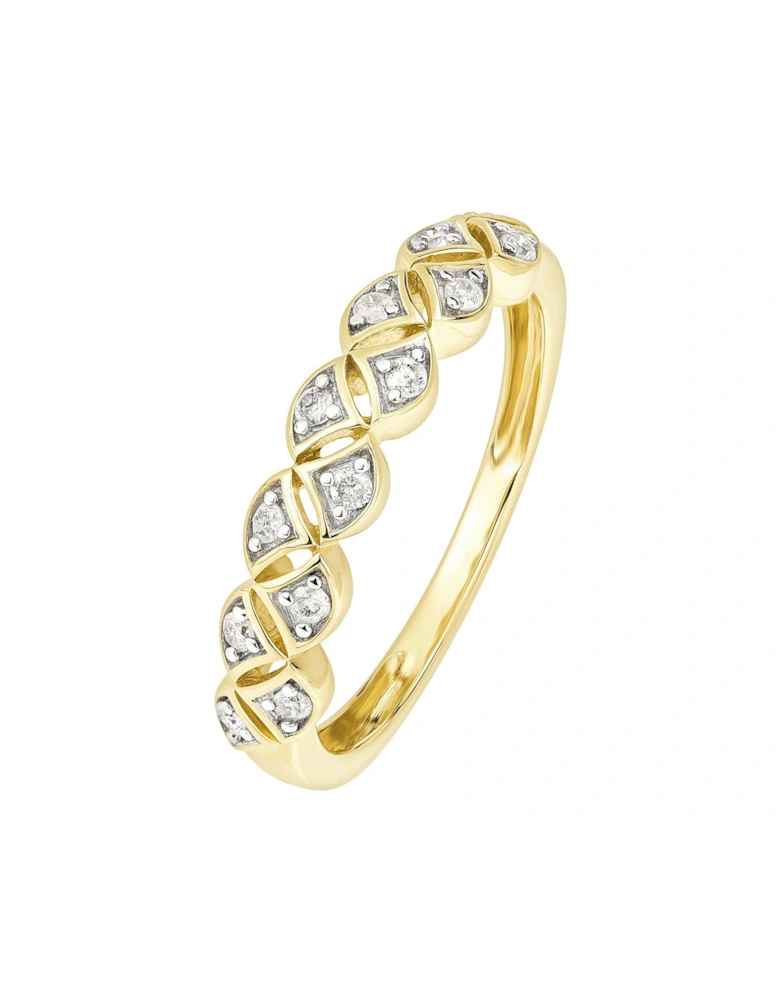 9ct Yellow Gold 0.17ct Diamond Two Row Eternity Ring