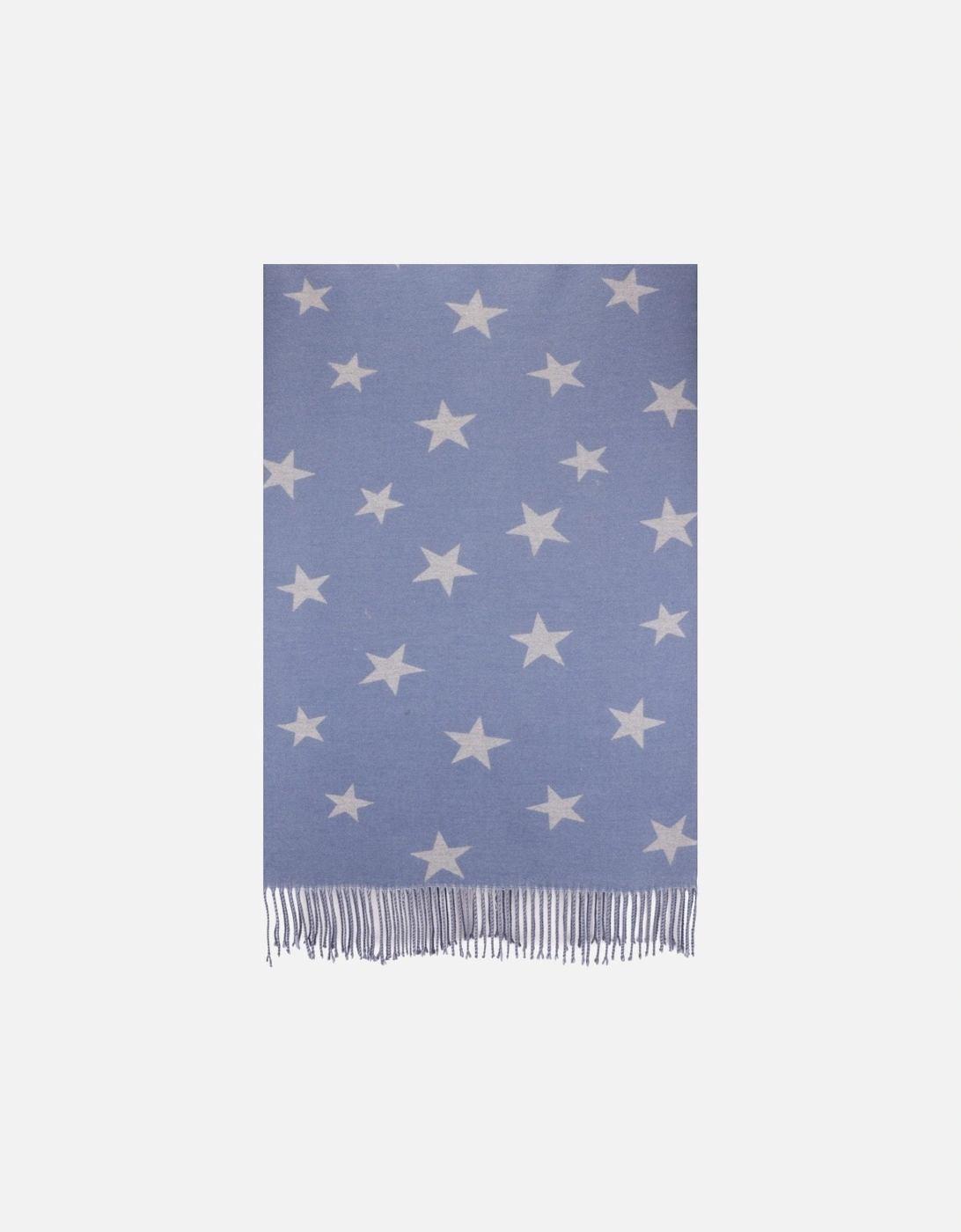 Star Tassel Reversible Cashmere Blend Scarf in Blue