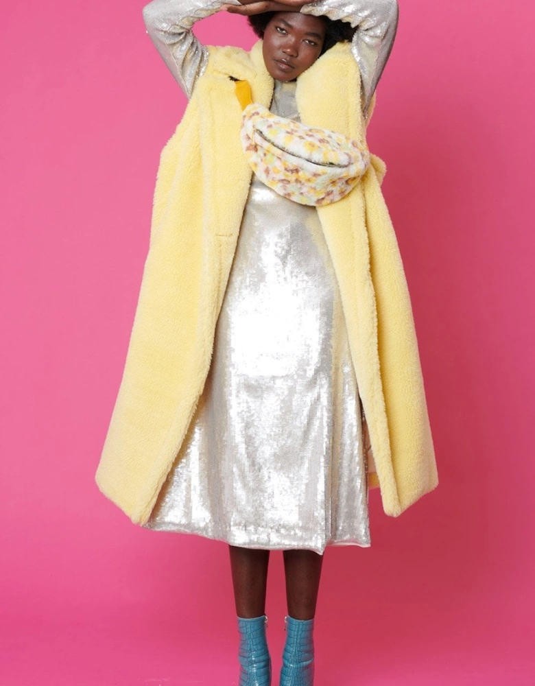 Yellow Shearling Maxi Gilet