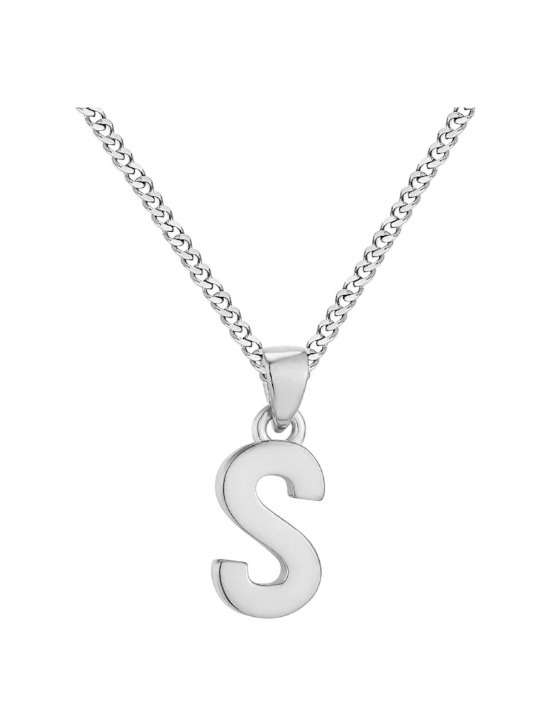 Sterling Silver Alphabet Initial Pendant Adjustable Necklace