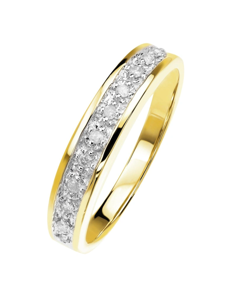 9ct Yellow Gold 0.10ct Diamond Half Eternity Ring