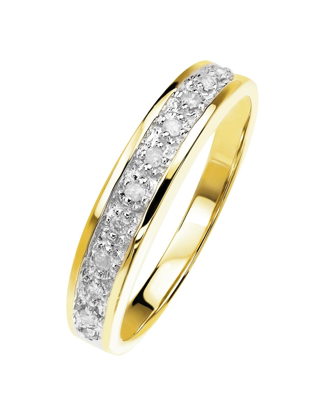 9ct Yellow Gold 0.10ct Diamond Half Eternity Ring, 2 of 1