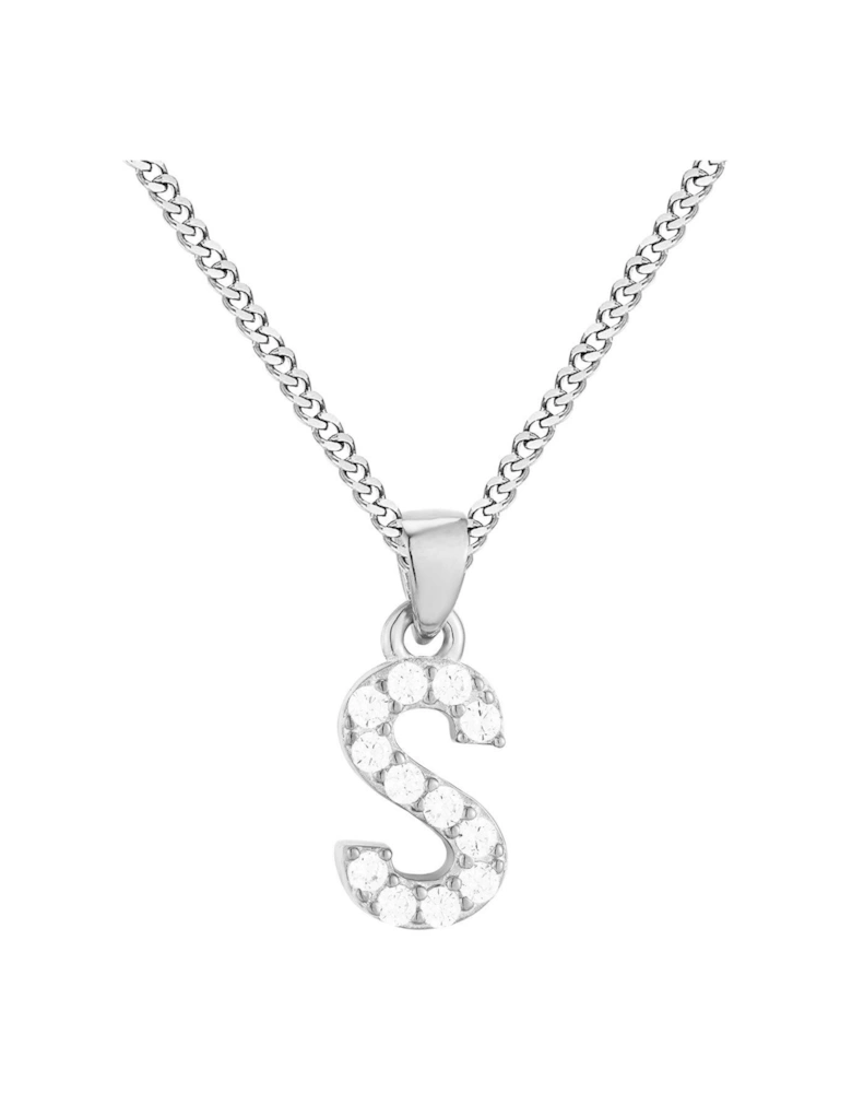 Sterling silver cubic zirconia initial pendant