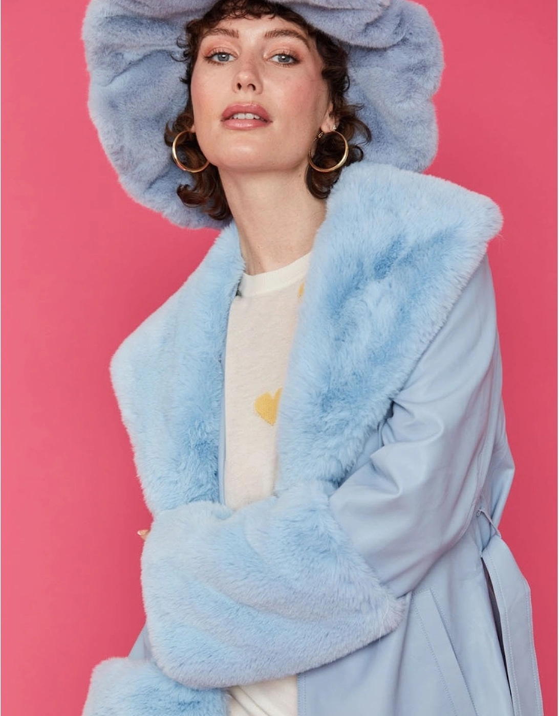 Baby Blue Faux Fur Oversized Hat